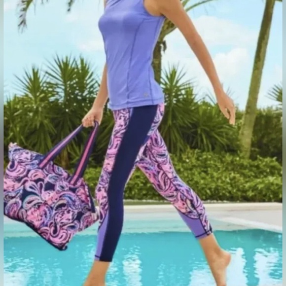 Lilly Pulitzer LUXLETIC Weekender High Rise Midi Legging High Tide Navy Size XS - Picture 3 of 12
